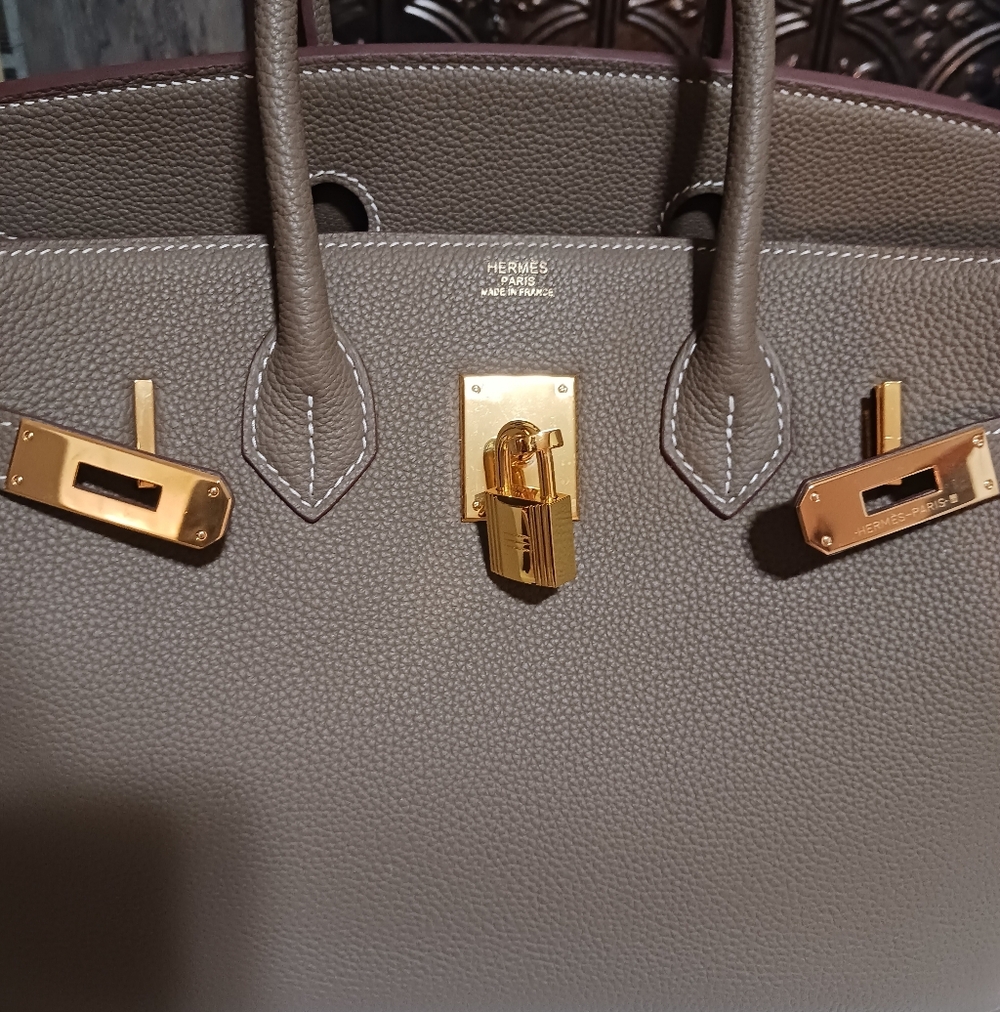 Classic Etoupe Leather Tote - 30cm